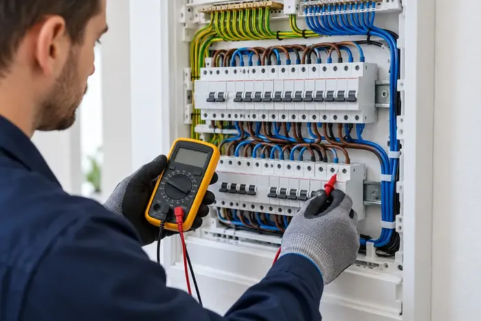 Avaliação de componentes do quadro de distribuição