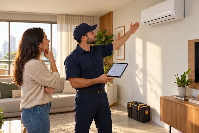 Avaliação da posição de ar-condicionado em uma sala